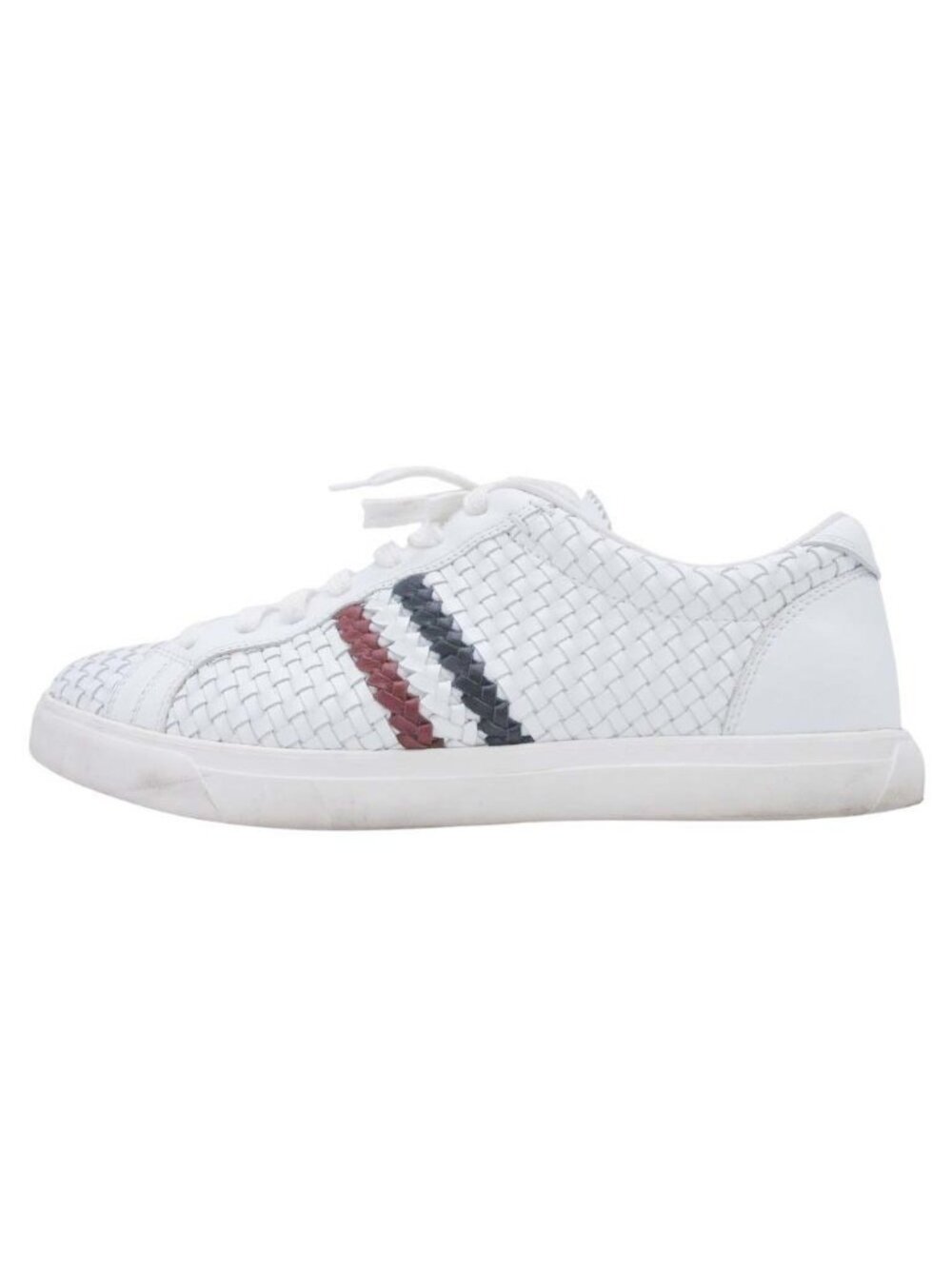Moncler Monegasque Leather Braided Sneakers Low Cut 41 White - Picture 1 of 12